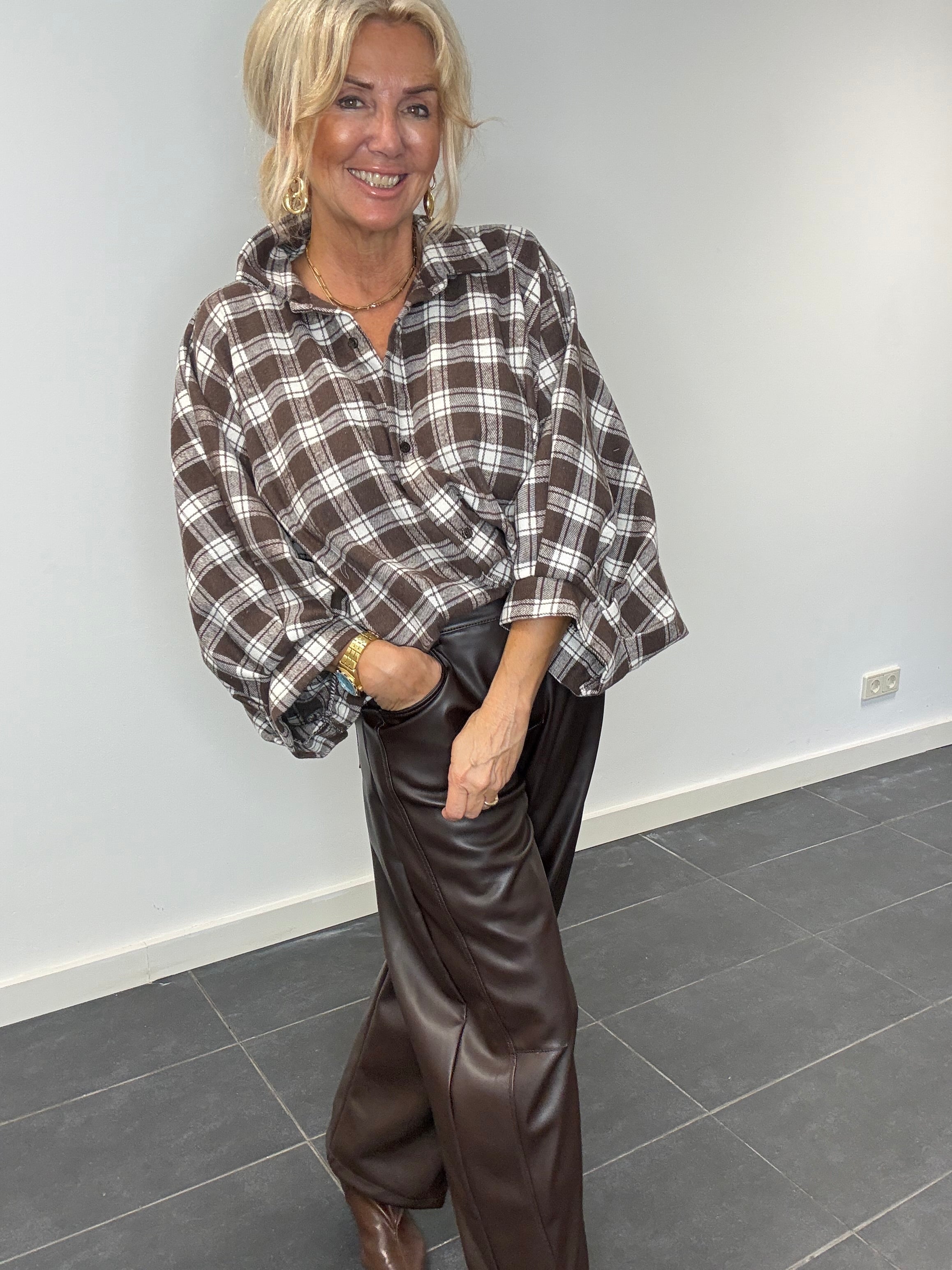 Blouse Bruin Ruit Flanel